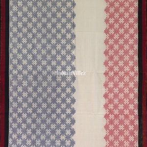 White Base Odisha Ikat Pure Sambalpuri Cotton Saree