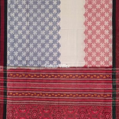 White Base Odisha Ikat Pure Sambalpuri Cotton Saree