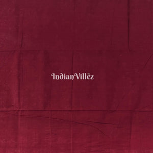 Brick Red Round Flower Design Sambalpuri Pure Cotton Saree