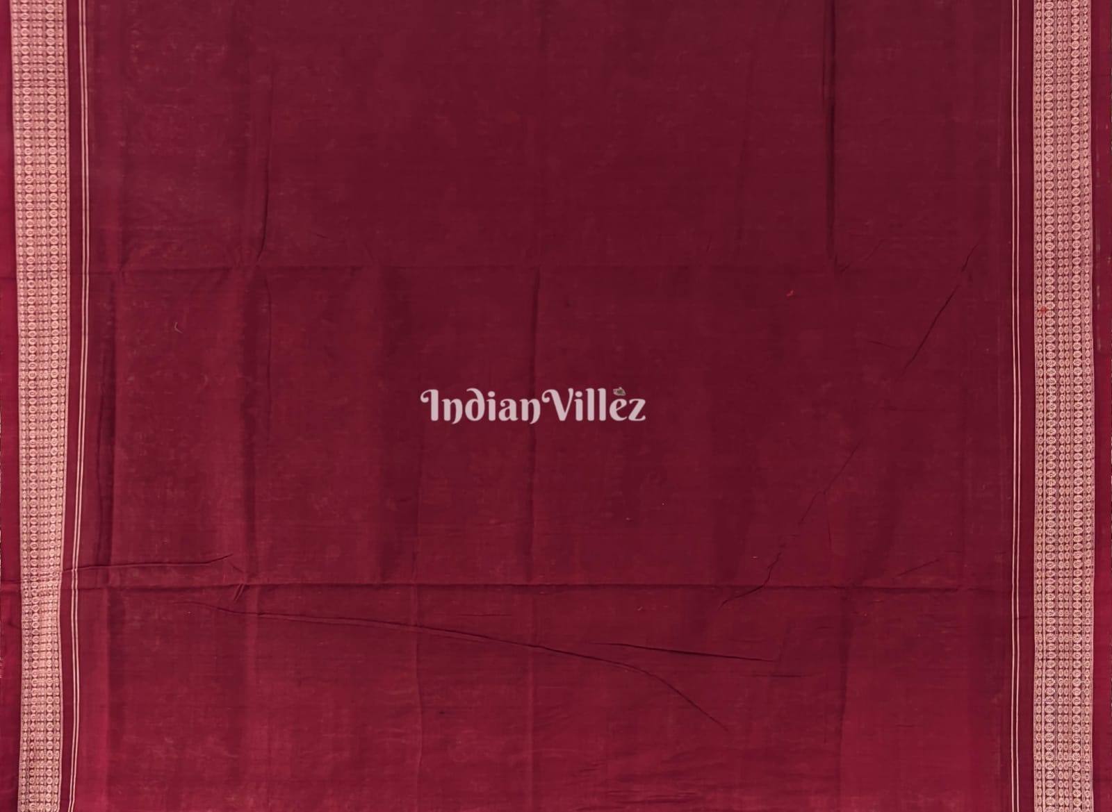 Brick Red Round Flower Design Sambalpuri Pure Cotton Saree