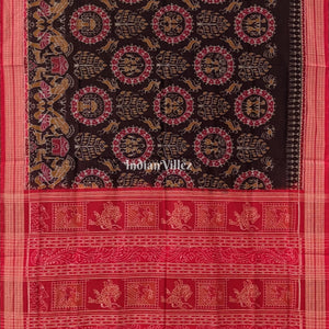 Chocolate Brown Tribal With Patli Design Sambalpuri Cotton Saree