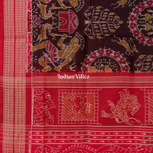 Chocolate Brown Tribal With Patli Design Sambalpuri Cotton Saree