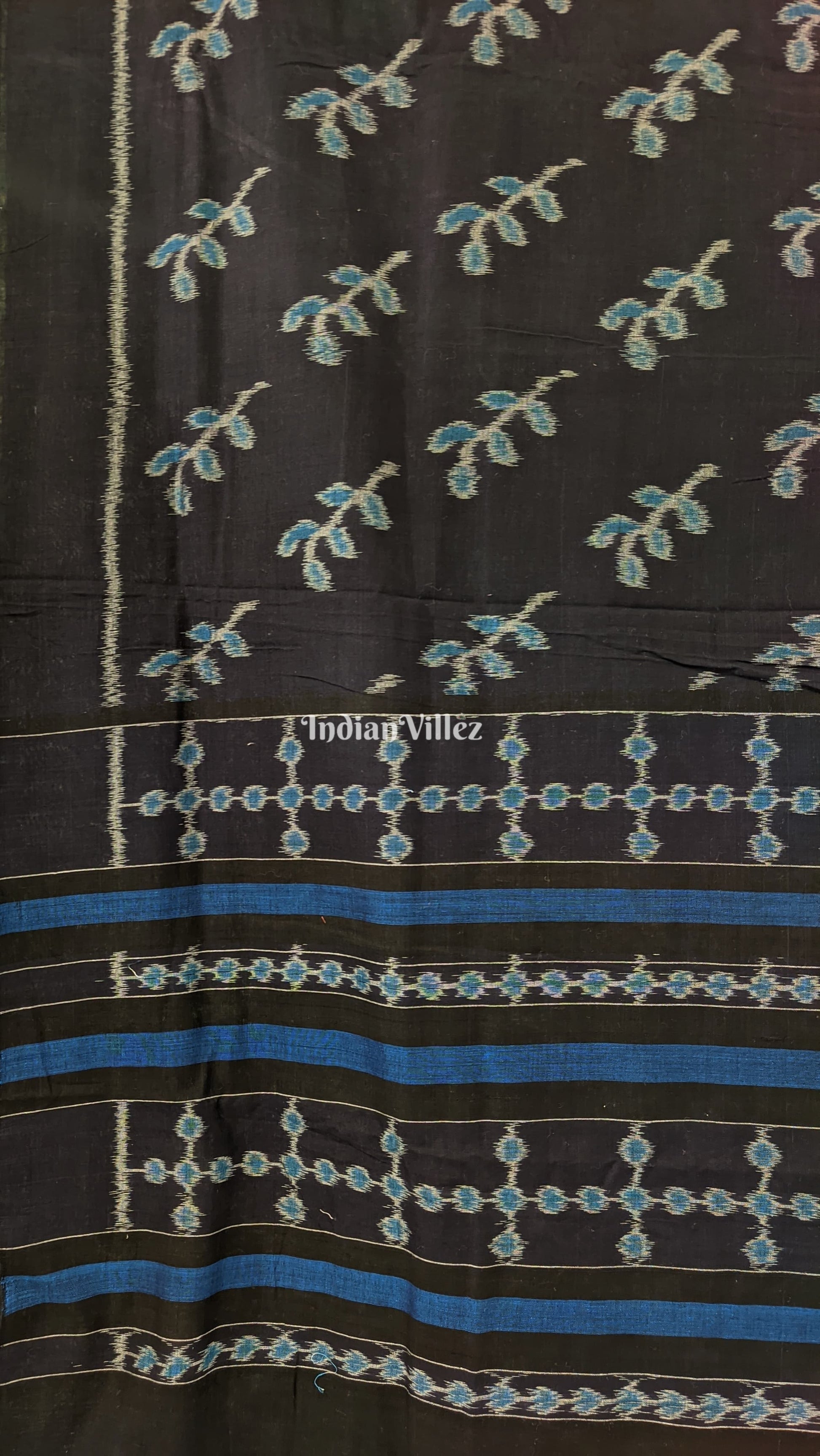Black Odisha Ikat Sambalpuri Pure Cotton Saree