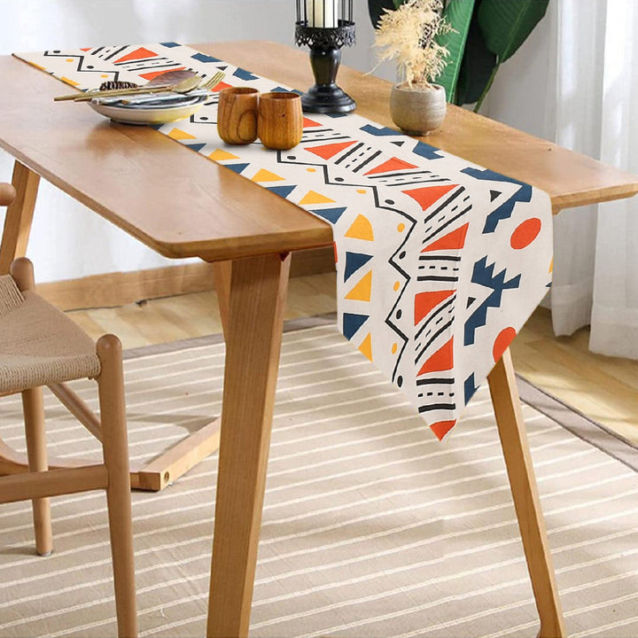 100% Cotton Table Cloth Runner for 4 or 6 Seater Dining/Centre Table - Ikat Orange