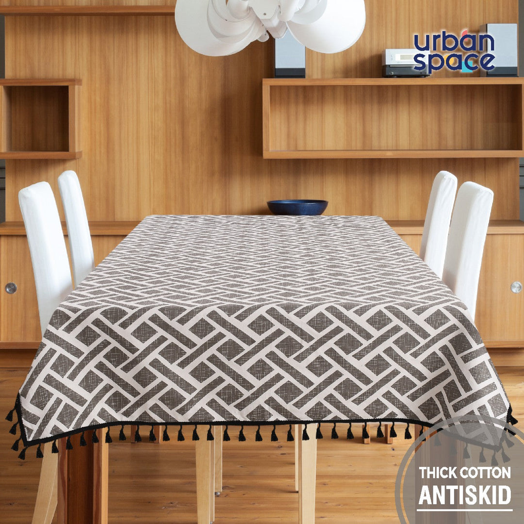 100% Cotton Table cloth/ table cover / table runner for 4 or 6 seater Dining / Centre Table - Ropeknot Grey