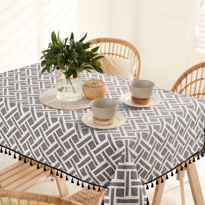 100% Cotton Table cloth/ table cover / table runner for 4 or 6 seater Dining / Centre Table - Ropeknot Grey