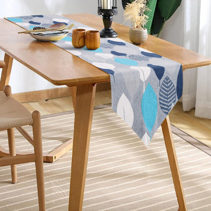 100% Cotton Table runner For 4 or 6 seater Dining / Centre Table - New Leaf Turquoise