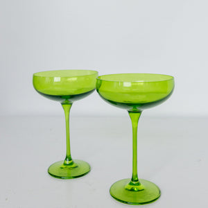 Estelle Colored Champagne Coupe Stemware - Set of 2 {Forest Green}