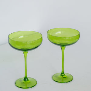 Estelle Colored Champagne Coupe Stemware - Set of 2 {Forest Green}
