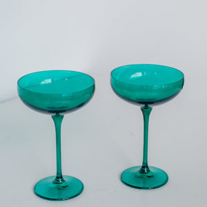 Estelle Colored Champagne Coupe Stemware - Set of 2 {Emerald Green}