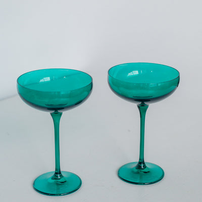 Estelle Colored Champagne Coupe Stemware - Set of 2 {Emerald Green}