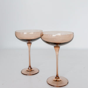 Estelle Colored Champagne Coupe Stemware - Set of 2 {Mocha Mousse (Our Amber Smoke)}