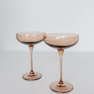 Estelle Colored Champagne Coupe Stemware - Set of 2 {Mocha Mousse (Our Amber Smoke)}