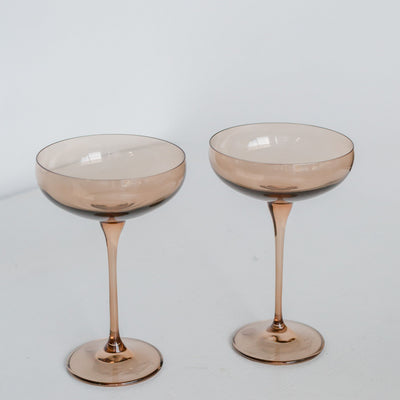 Estelle Colored Champagne Coupe Stemware - Set of 2 {Mocha Mousse (Our Amber Smoke)}