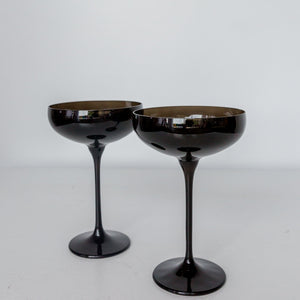 Estelle Colored Champagne Coupe Stemware - Set of 2 {Black Onyx}