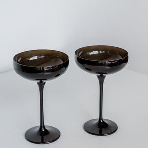 Estelle Colored Champagne Coupe Stemware - Set of 2 {Black Onyx}