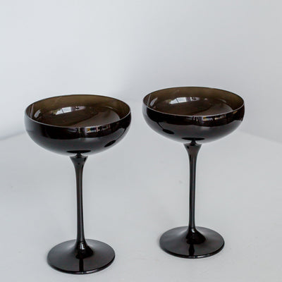 Estelle Colored Champagne Coupe Stemware - Set of 2 {Black Onyx}