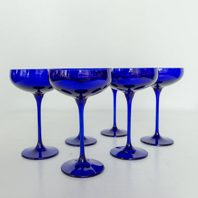 Estelle Colored Champagne Coupe Stemware - Set of 6 {Royal Blue}