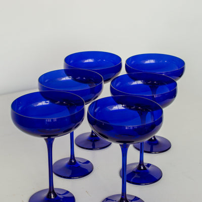Estelle Colored Champagne Coupe Stemware - Set of 6 {Royal Blue}