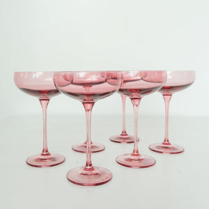 Estelle Colored Champagne Coupe Stemware - Set of 6 {Rose}