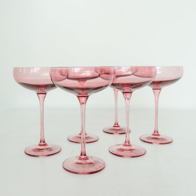 Estelle Colored Champagne Coupe Stemware - Set of 6 {Rose}
