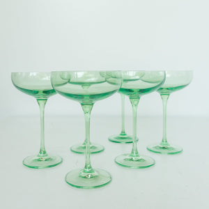 Estelle Colored Champagne Coupe Stemware - Set of 6 {Mint Green}