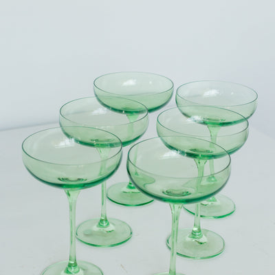 Estelle Colored Champagne Coupe Stemware - Set of 6 {Mint Green}