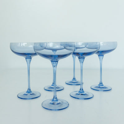 Estelle Colored Champagne Coupe Stemware - Set of 6 {Cobalt Blue}