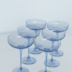 Estelle Colored Champagne Coupe Stemware - Set of 6 {Cobalt Blue}