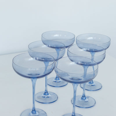 Estelle Colored Champagne Coupe Stemware - Set of 6 {Cobalt Blue}