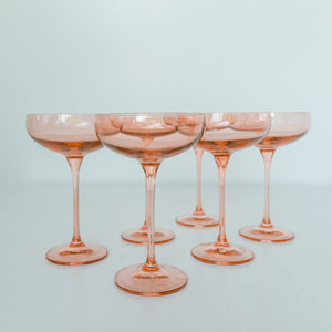 Estelle Colored Champagne Coupe Stemware - Set of 6 {Blush Pink}