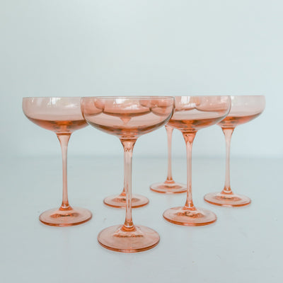 Estelle Colored Champagne Coupe Stemware - Set of 6 {Blush Pink}