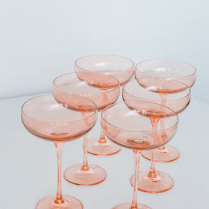 Estelle Colored Champagne Coupe Stemware - Set of 6 {Blush Pink}