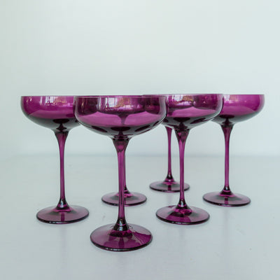 Estelle Colored Champagne Coupe Stemware - Set of 6 {Amethyst}