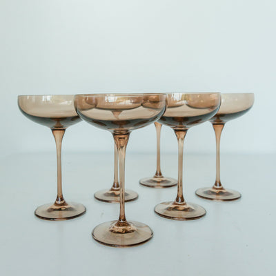 Estelle Colored Champagne Coupe Stemware - Set of 6 {Mocha Mousse (Our Amber Smoke)}