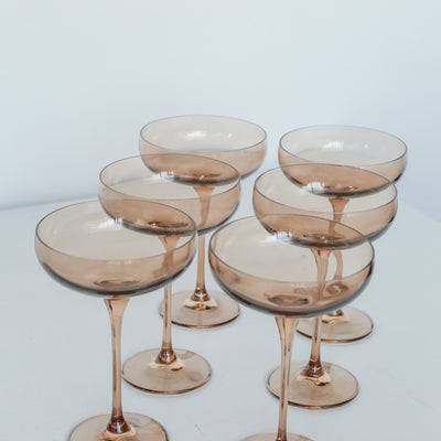 Estelle Colored Champagne Coupe Stemware - Set of 6 {Mocha Mousse (Our Amber Smoke)}