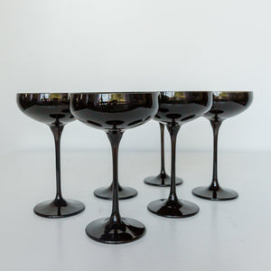 Estelle Colored Champagne Coupe Stemware - Set of 6 {Black Onyx}