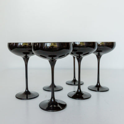 Estelle Colored Champagne Coupe Stemware - Set of 6 {Black Onyx}
