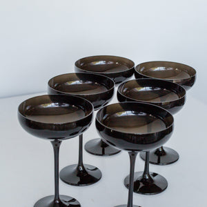 Estelle Colored Champagne Coupe Stemware - Set of 6 {Black Onyx}