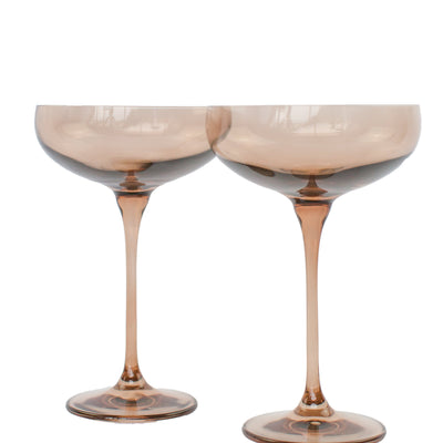 Estelle Colored Champagne Coupe Stemware - Set of 2 {Mocha Mousse (Our Amber Smoke)}