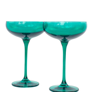 Estelle Colored Champagne Coupe Stemware - Set of 2 {Emerald Green}