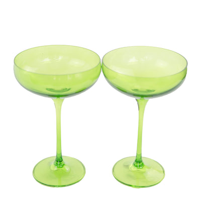 Estelle Colored Champagne Coupe Stemware - Set of 2 {Forest Green}