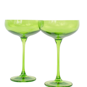 Estelle Colored Champagne Coupe Stemware - Set of 2 {Forest Green}