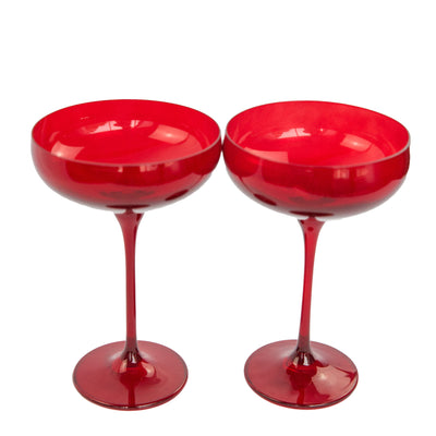 Estelle Colored Champagne Coupe Stemware - Set of 2 {Red}