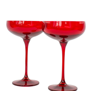 Estelle Colored Champagne Coupe Stemware - Set of 2 {Red}