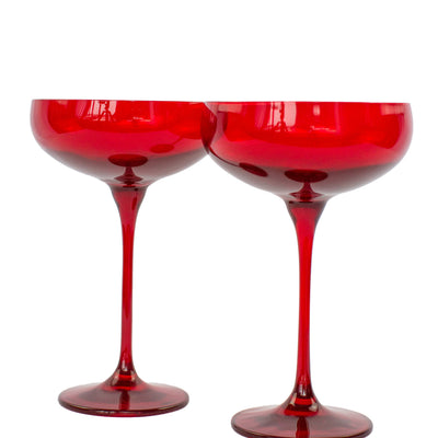 Estelle Colored Champagne Coupe Stemware - Set of 2 {Red}