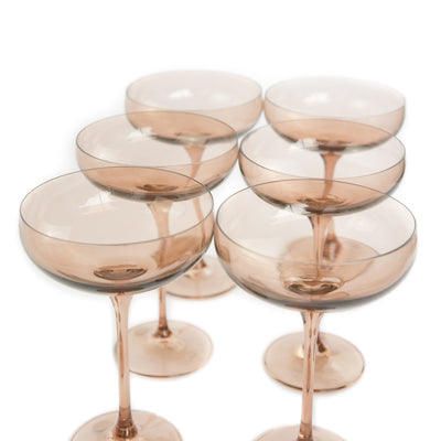 Estelle Colored Champagne Coupe Stemware - Set of 6 {Mocha Mousse (Our Amber Smoke)}