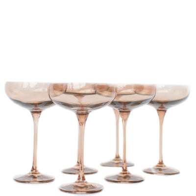 Estelle Colored Champagne Coupe Stemware - Set of 6 {Mocha Mousse (Our Amber Smoke)}