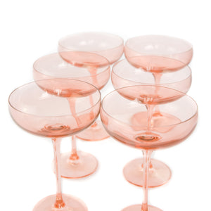 Estelle Colored Champagne Coupe Stemware - Set of 6 {Blush Pink}