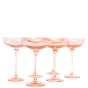 Estelle Colored Champagne Coupe Stemware - Set of 6 {Blush Pink}